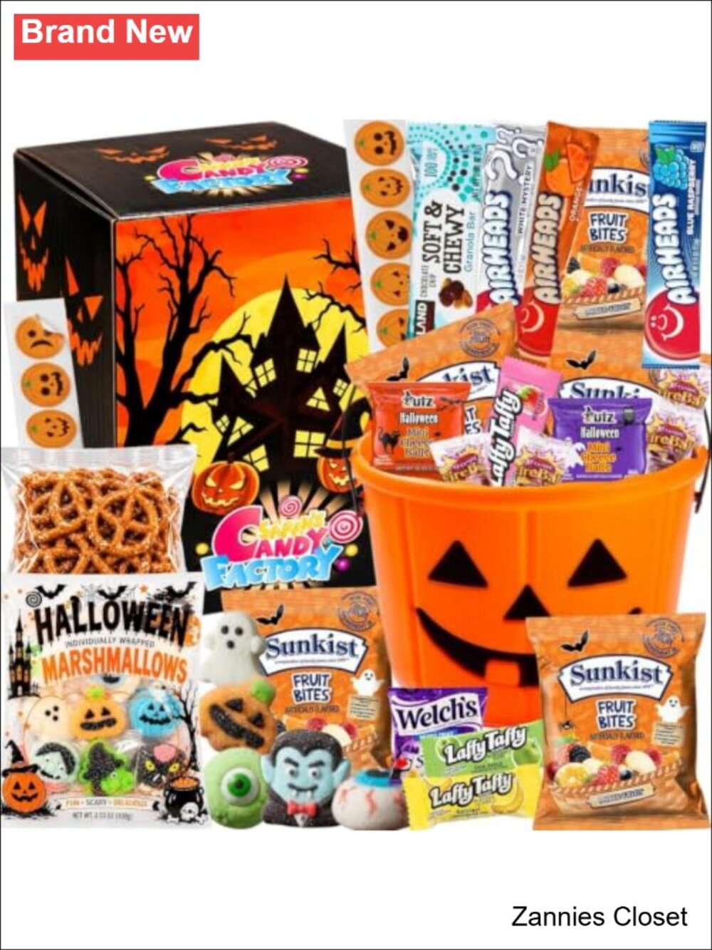 👻 Halloween Assorted Pumpkin Bucket 50 Count Pre-Filled Candy Treats